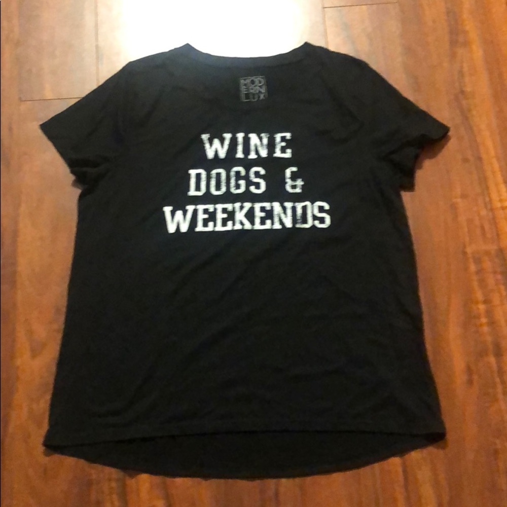 MODERN LUX wine dogs & weekends tee shirt